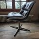 Charles Pollock Knoll Brown Leather Office Chair - Without Armrests
