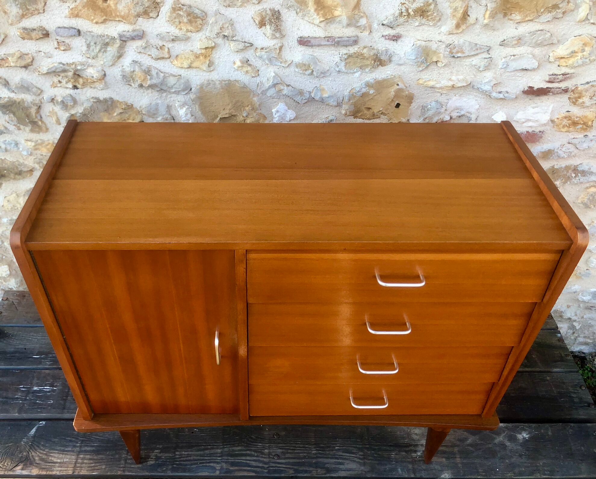 Scandinavian chest of drawers with 4 drawers and storage, circa 60's