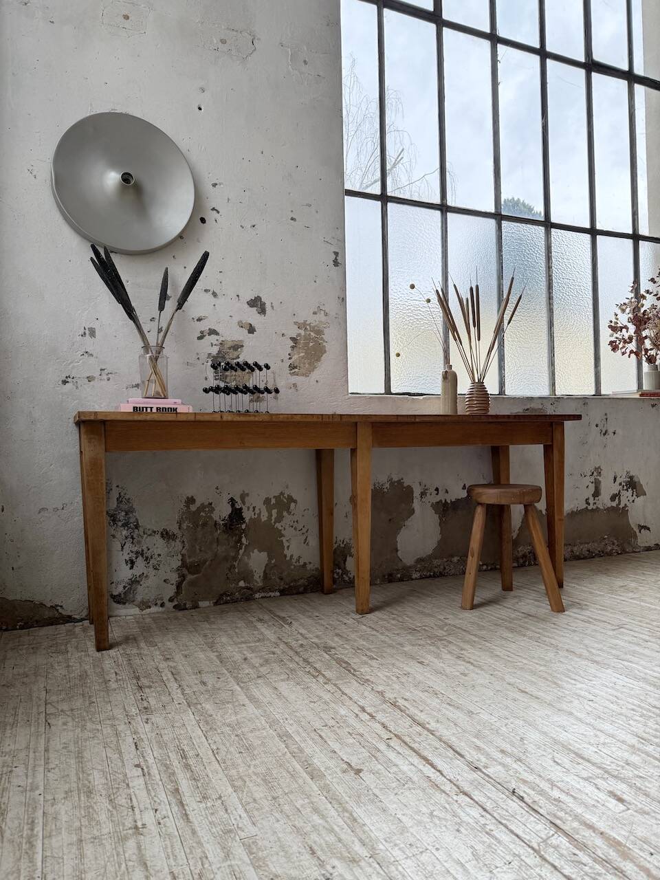 Oak and pine farmhouse console table