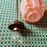 Art Deco pendant lamp in pink glass