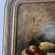 Large still life with fruits from the 19th century – oil on canvas and gilded frame – in superb condition