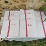 5 old monogrammed tea towels