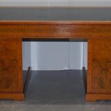 Partner desk in burr walnut designed to conceal computer equipment.