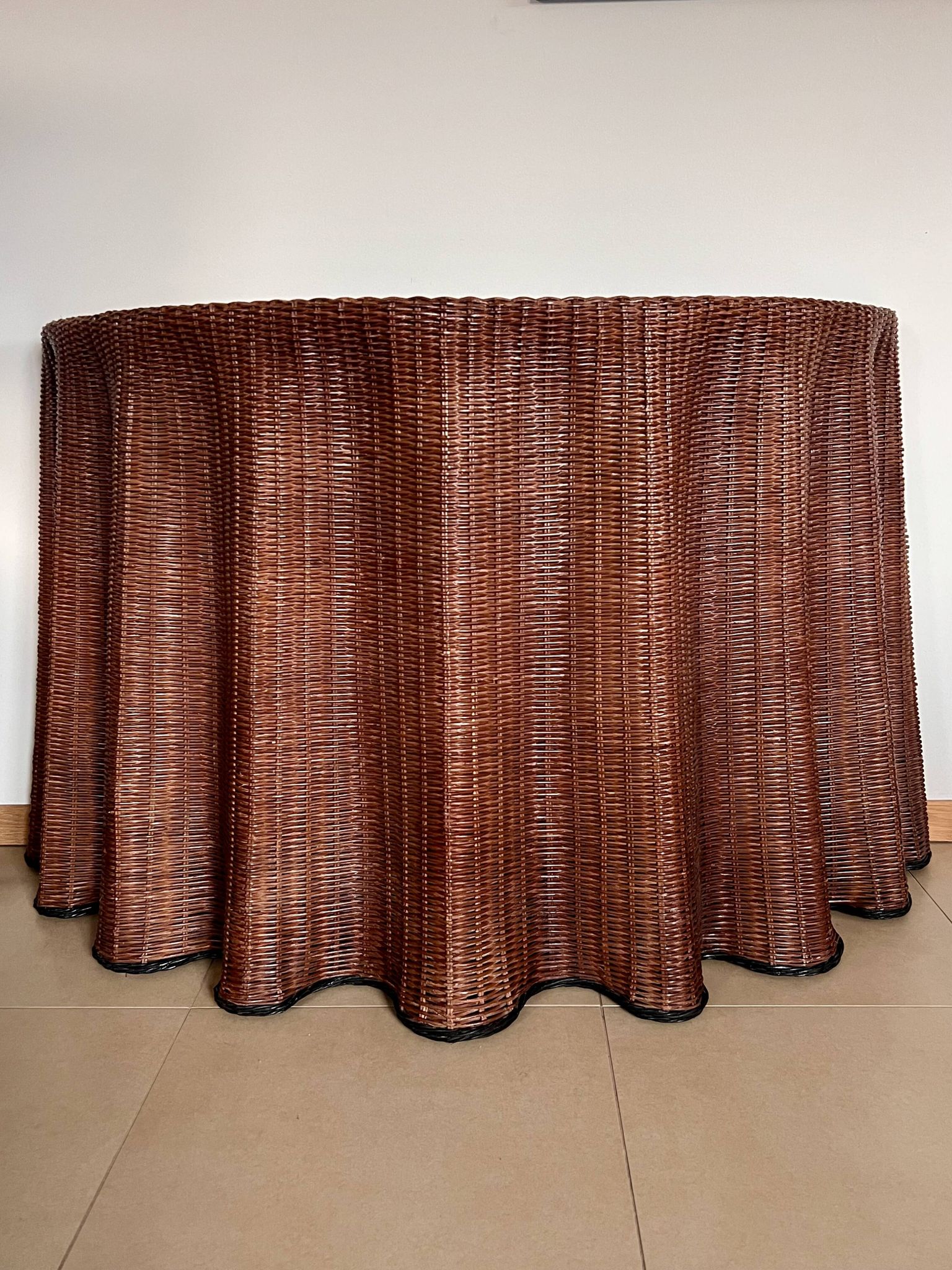 Vintage Console Wicker Trompe-l’Œil  Skirted Ghost Table