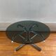 Tubular round smoked glass coffee table vintage 1970