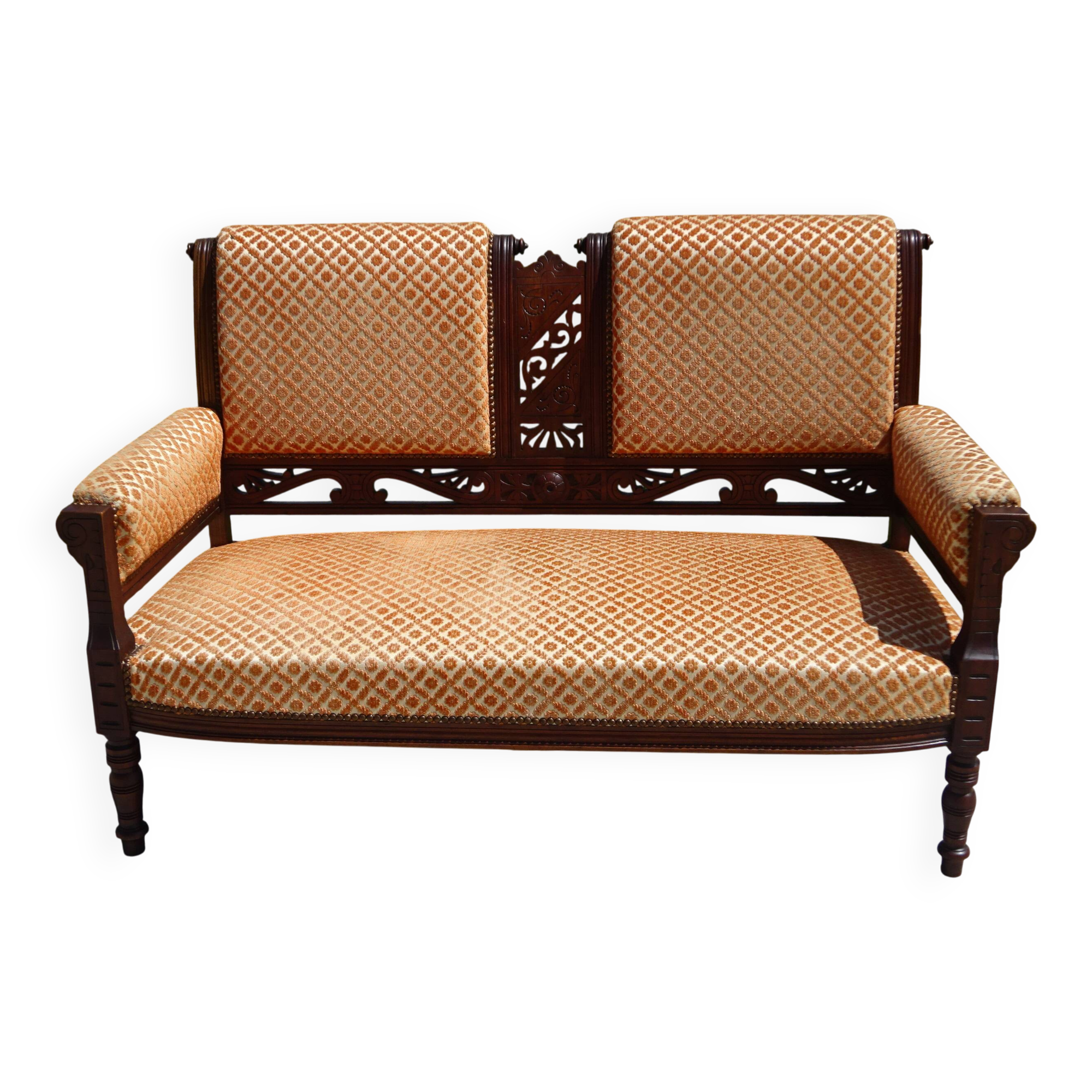 Banquette ancienne tissu velours