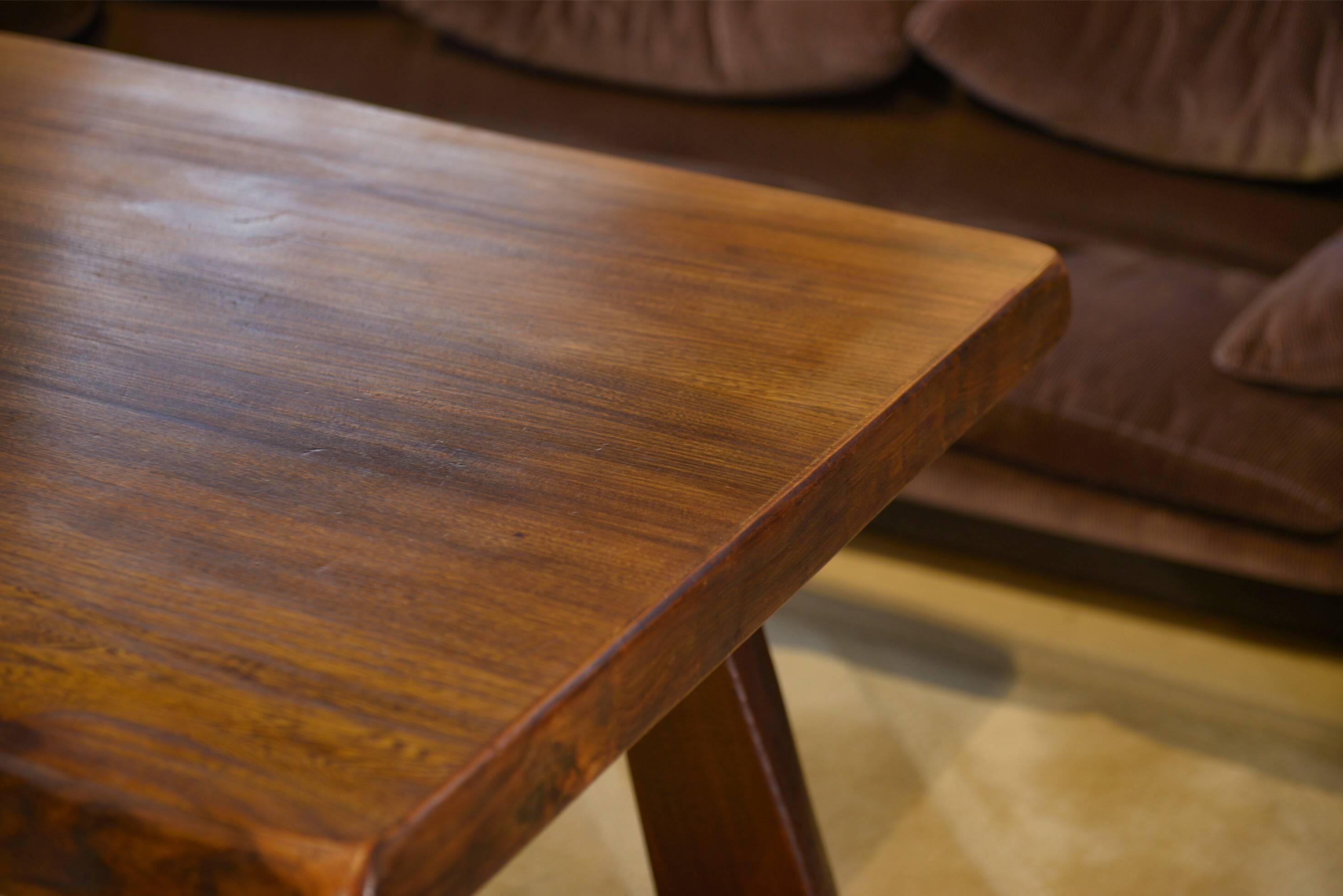 Brutalist table in elm by Aranjou 1950s