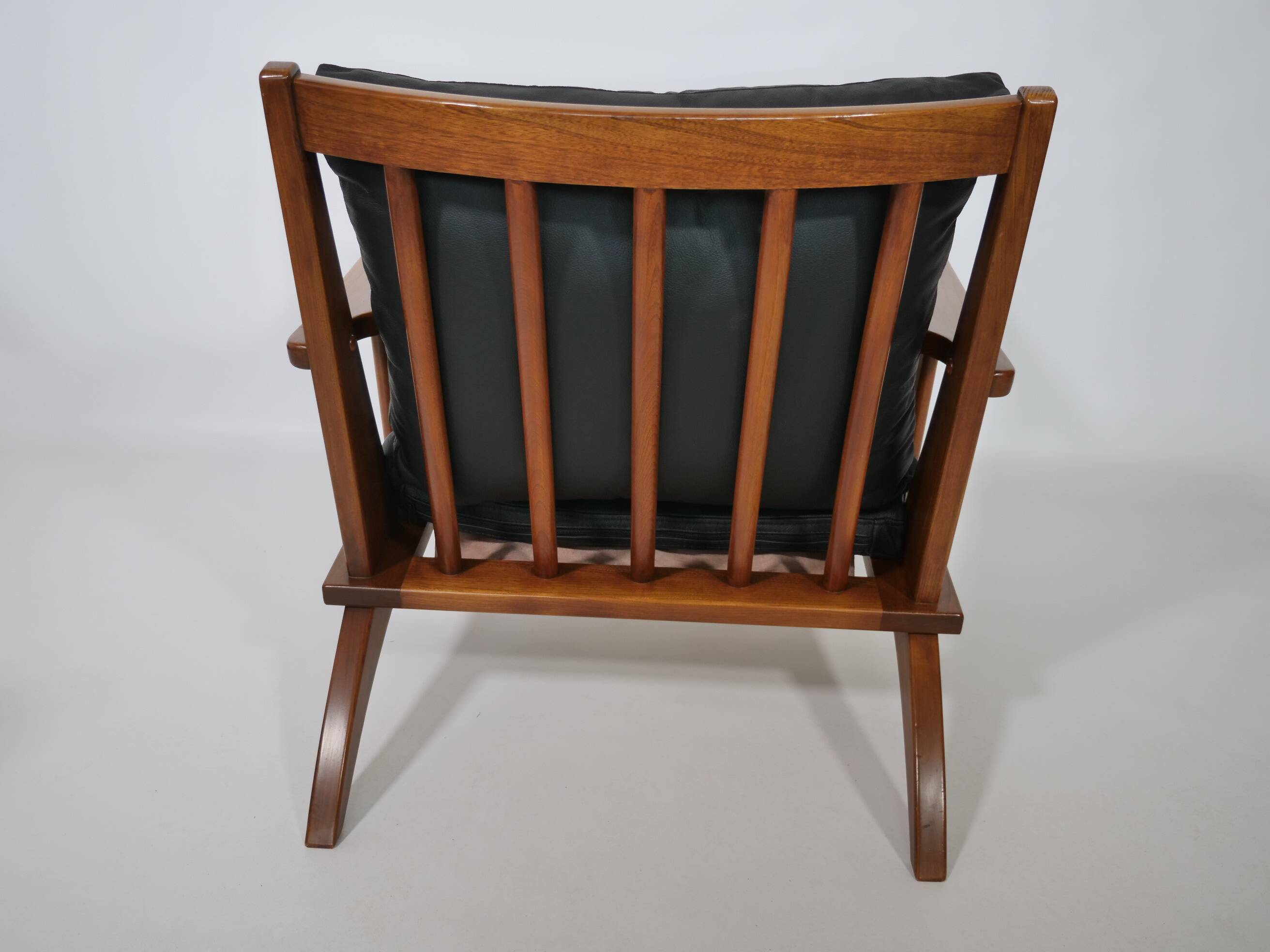Leather Lounge Armchair Set – Teak, 1960s Mid-Century Vintage