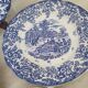4 earthenware plates with floral and pastoral scene motif