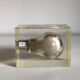 Sculpture inclusion in resin of a blue phosphorescent bulb attributed to Pierre Giraudon, 1970