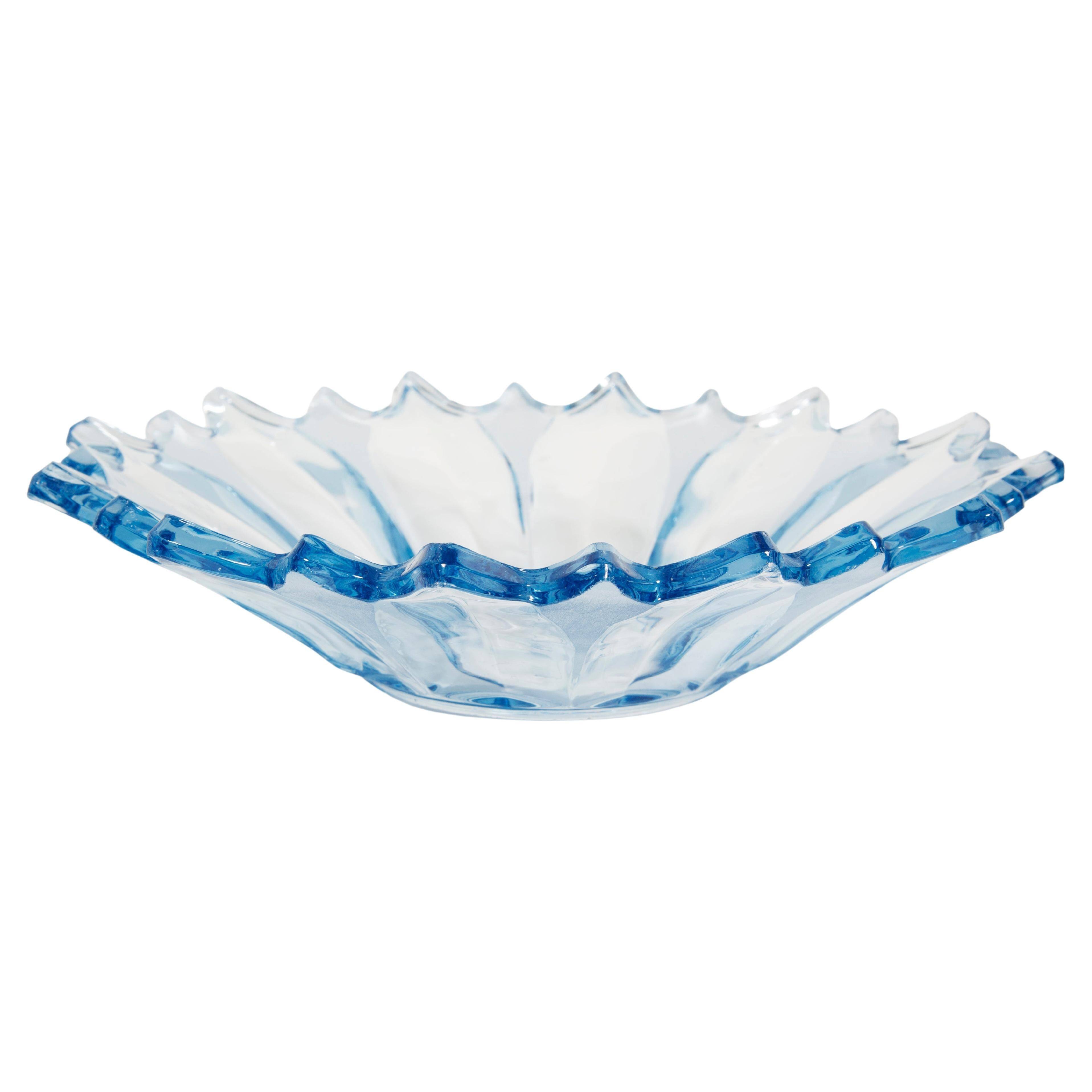 Assiette décorative vintage en verre bleu clair, Italie, années 1960