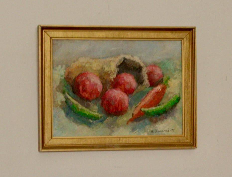 Original Swedish oil on panel "Still Life with Products" by A. Kondrell.