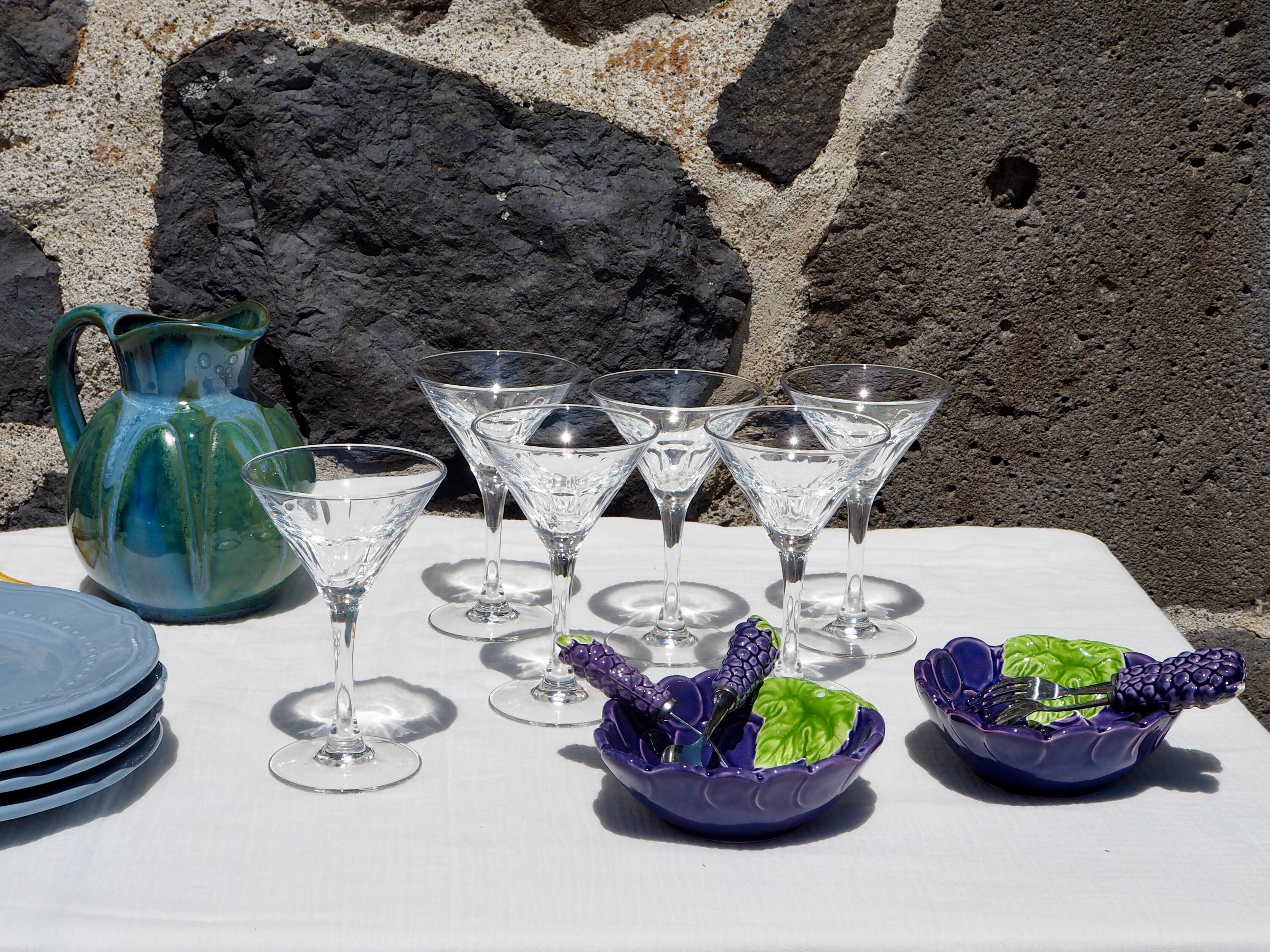 Blue ceramic melon pitcher