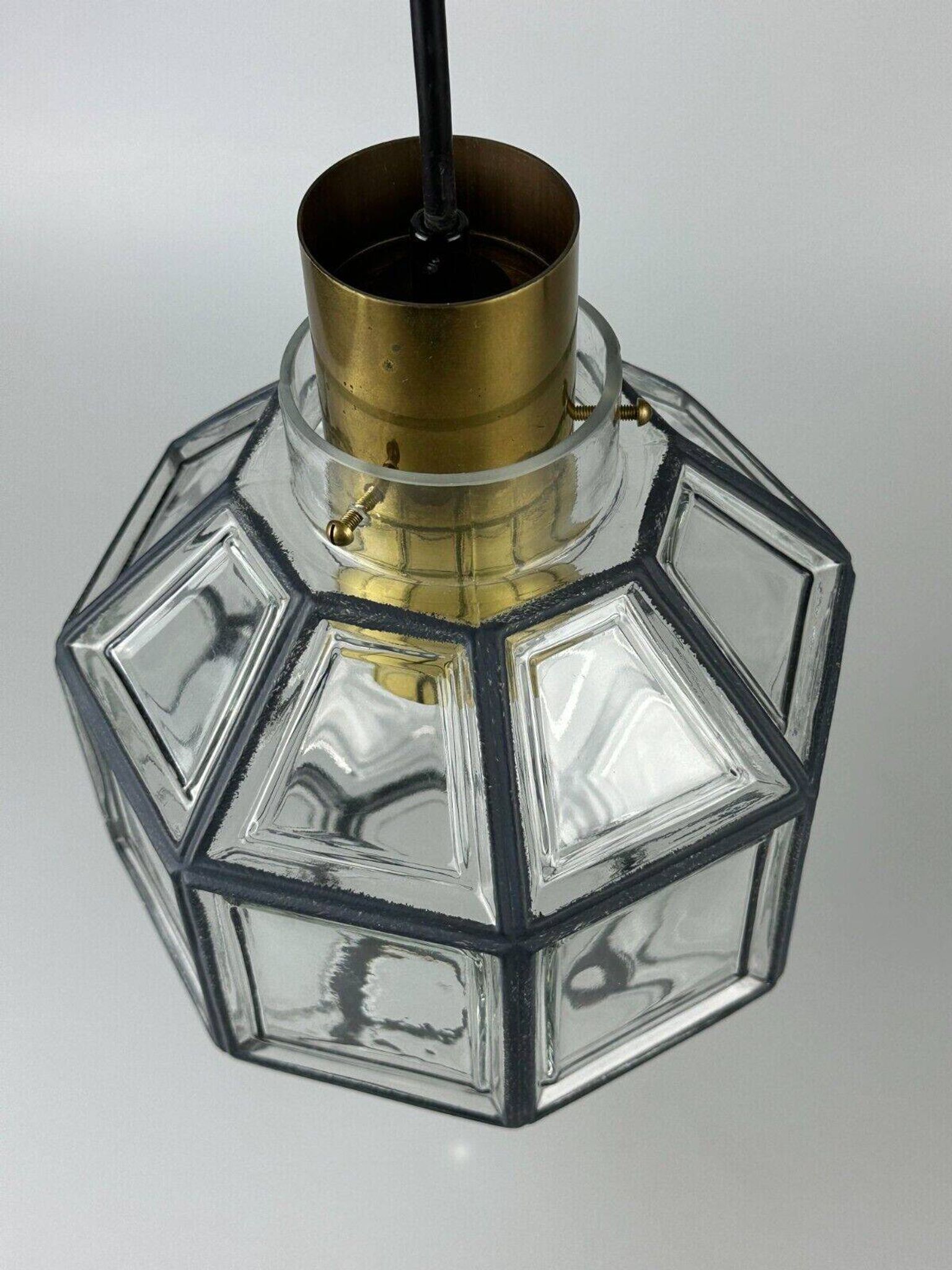 60s 70s hanging lamp by Limburg Leuchten Germany glass brass Space Age
