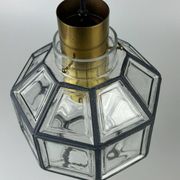 60s 70s hanging lamp by Limburg Leuchten Germany glass brass Space Age