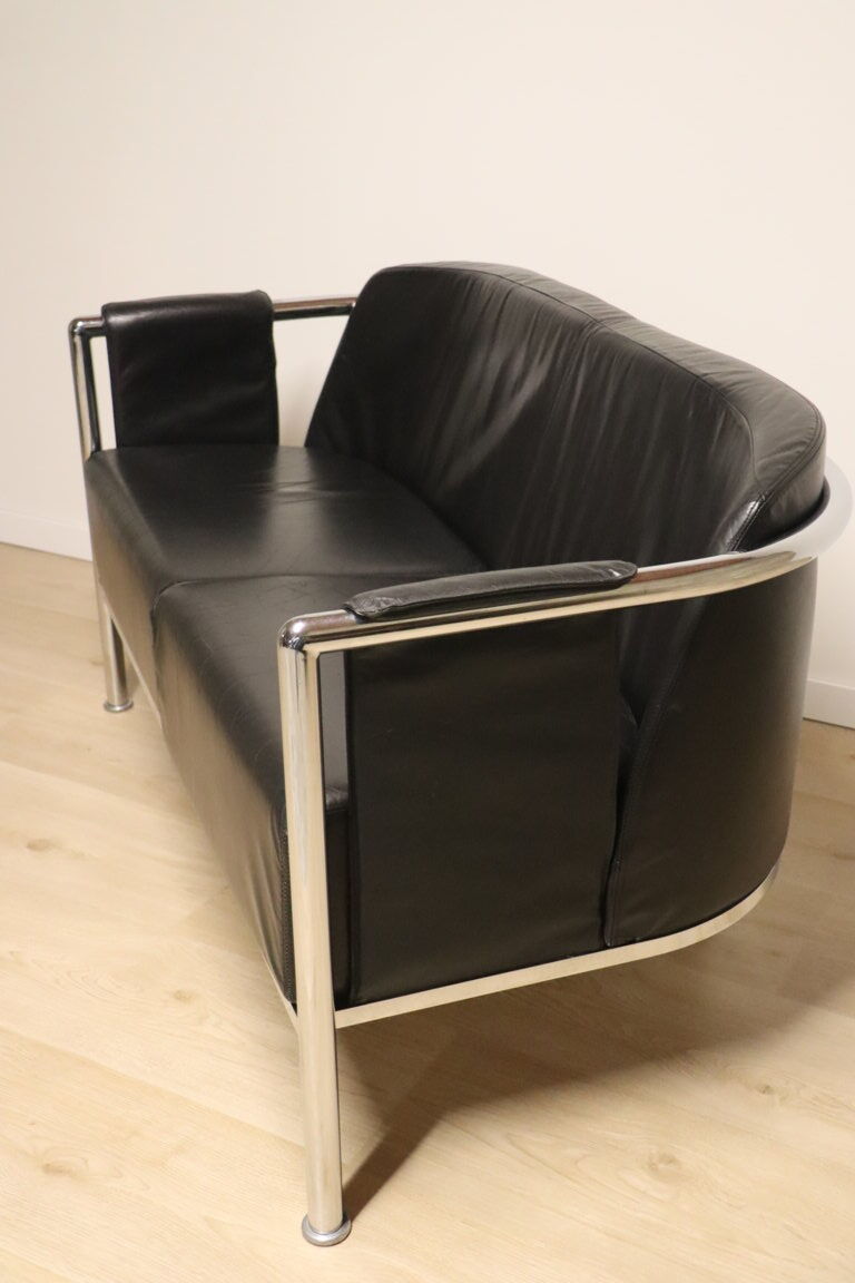 Vintage sofa in synthetic leather and chrome metal, 1970s