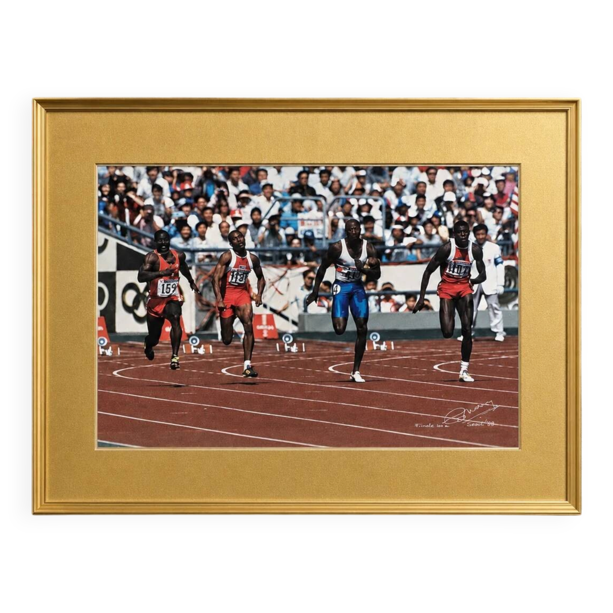 Original / signed / iconic photo / 100m final Seoul 1988s / Cult Art Photo / signed