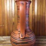 Old brown & orange ceramic pitcher vase w. germany vintage #a470