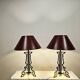 Paire Unique de Lampes de Table/Art Déco/Vintage – Bourgogne et Or/Années 1980