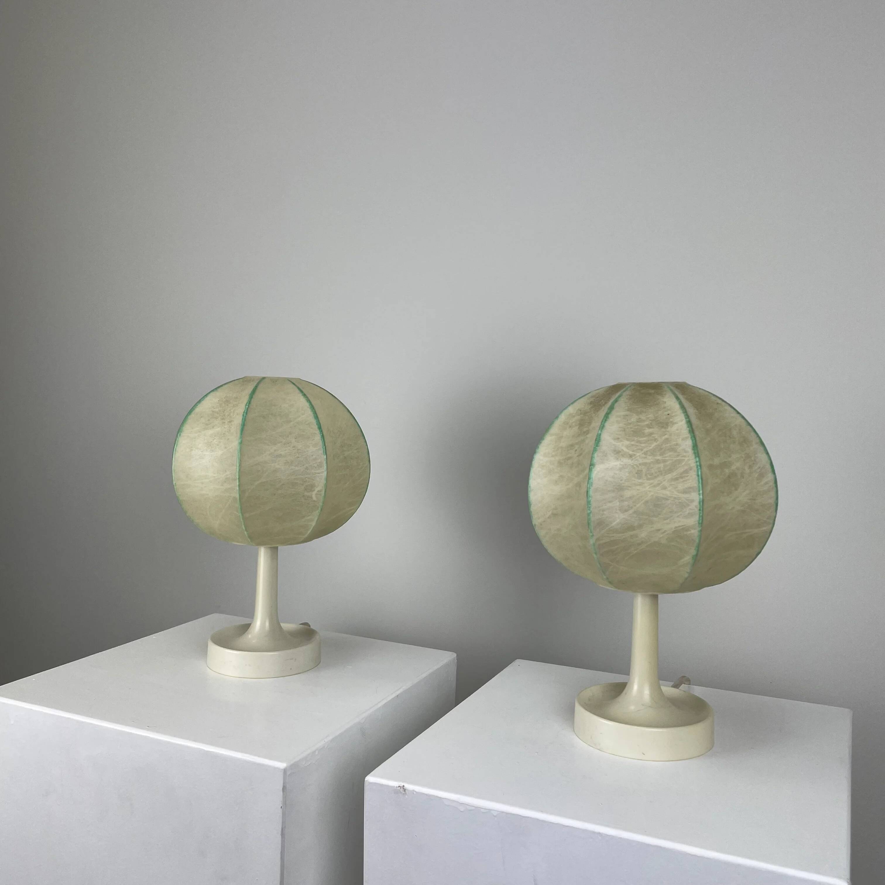 Paire de lampes de table cocoon par Goldkant Leuchten 1960