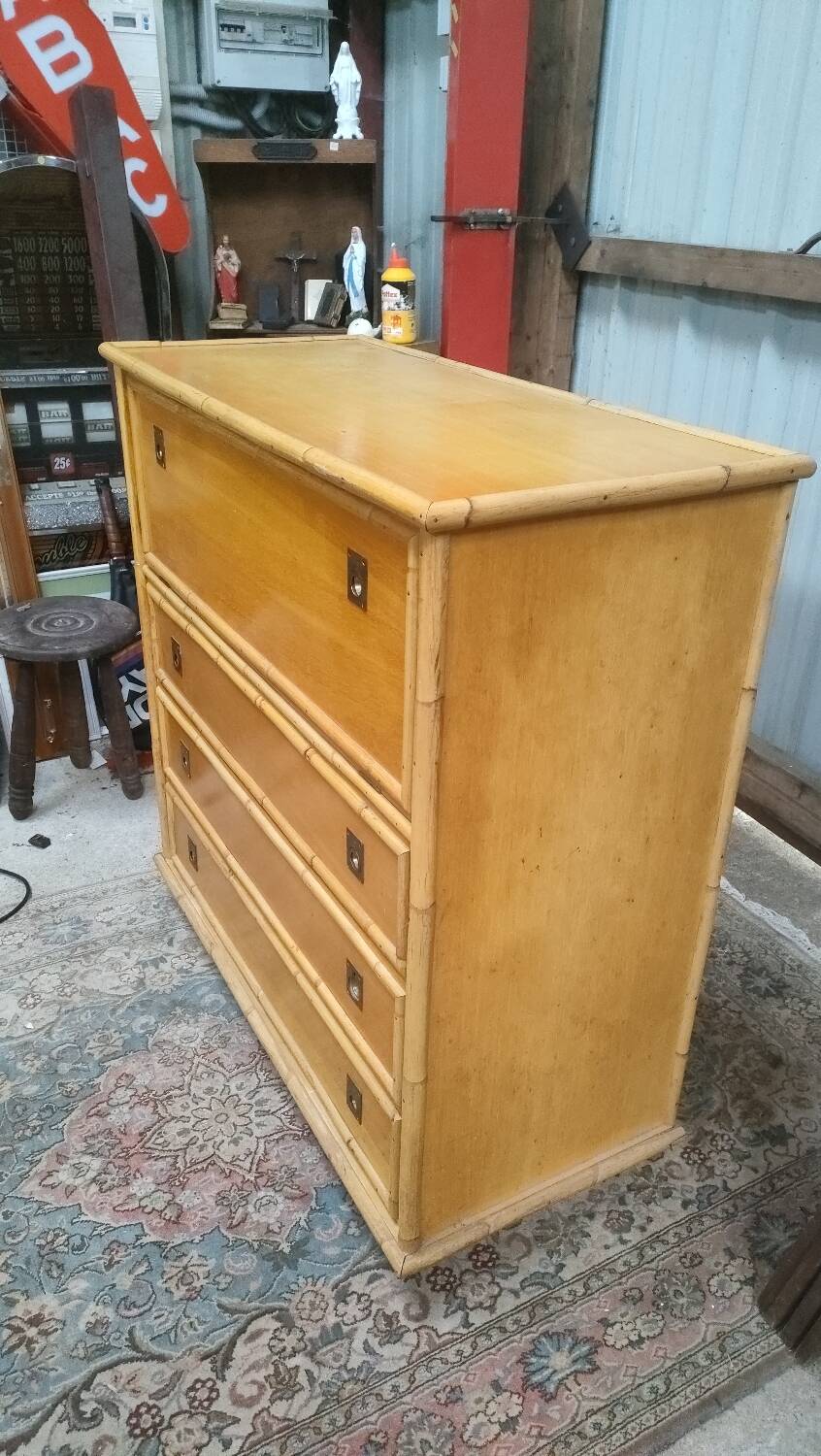 Dal Vera bamboo chest of drawers, Italian design, 70s