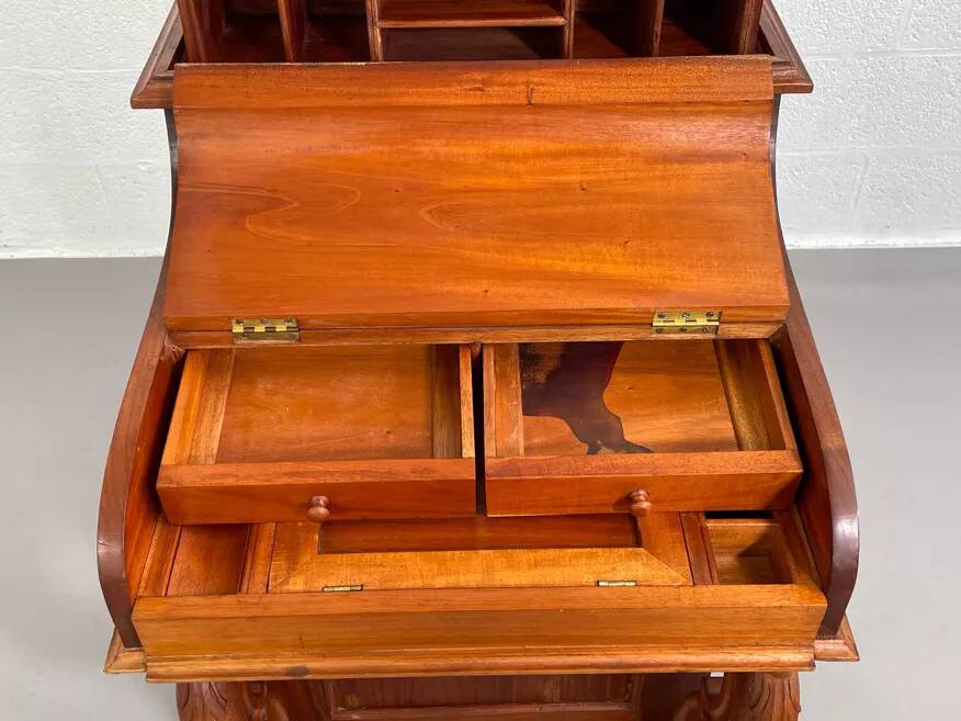 20th century Davenport desk with walnut piano top