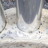 Porte-parapluie Travertin et aluminium Italie 1970