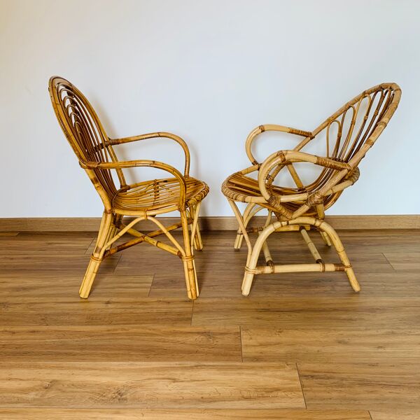 Paire de fauteuils en rotin adulte