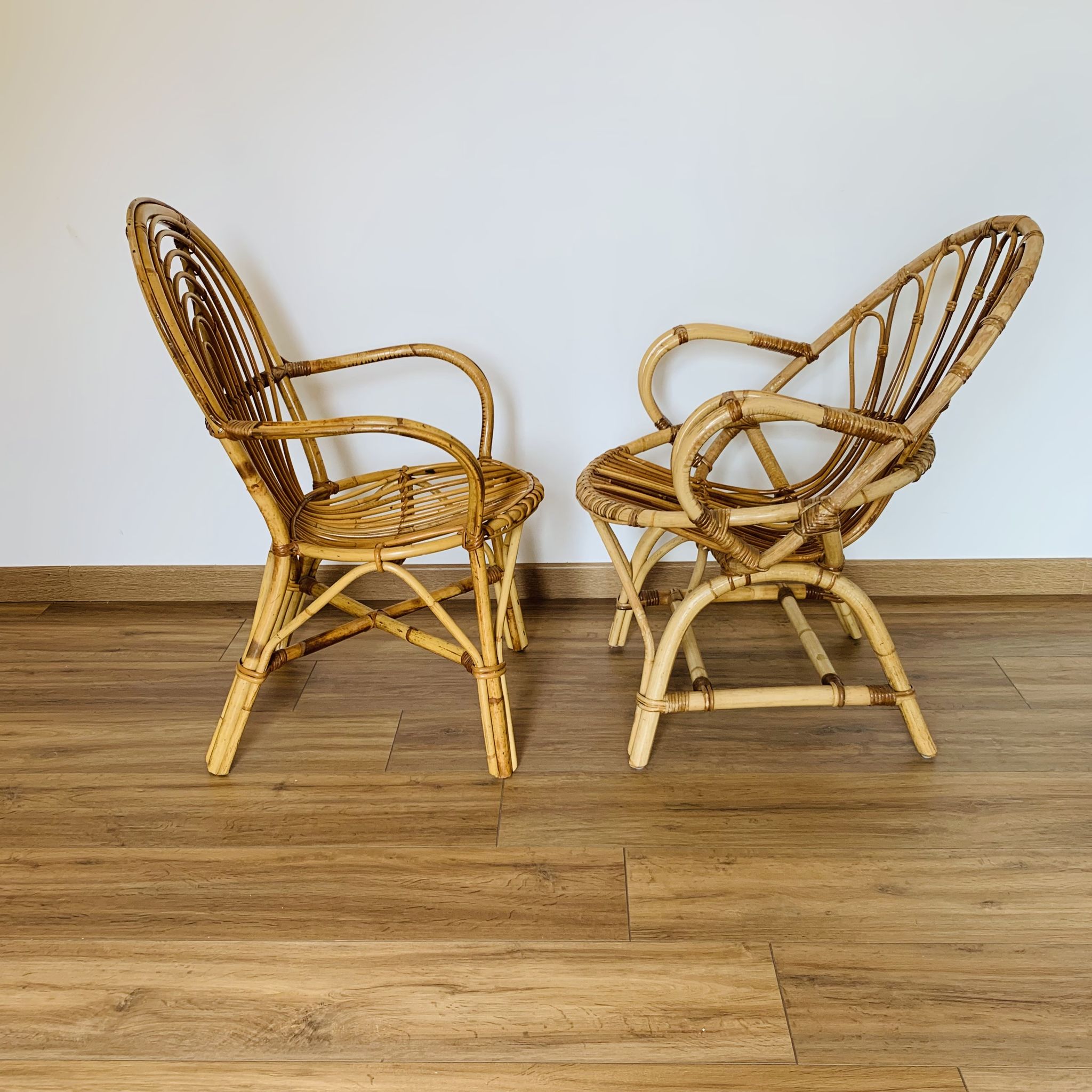 Pair of adult rattan armchairs