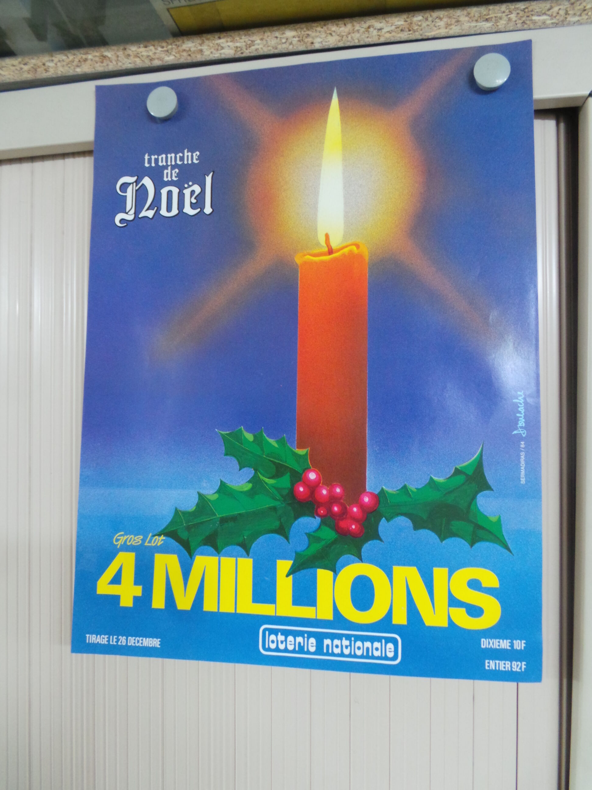 Original National Lottery poster slice Christmas candle
