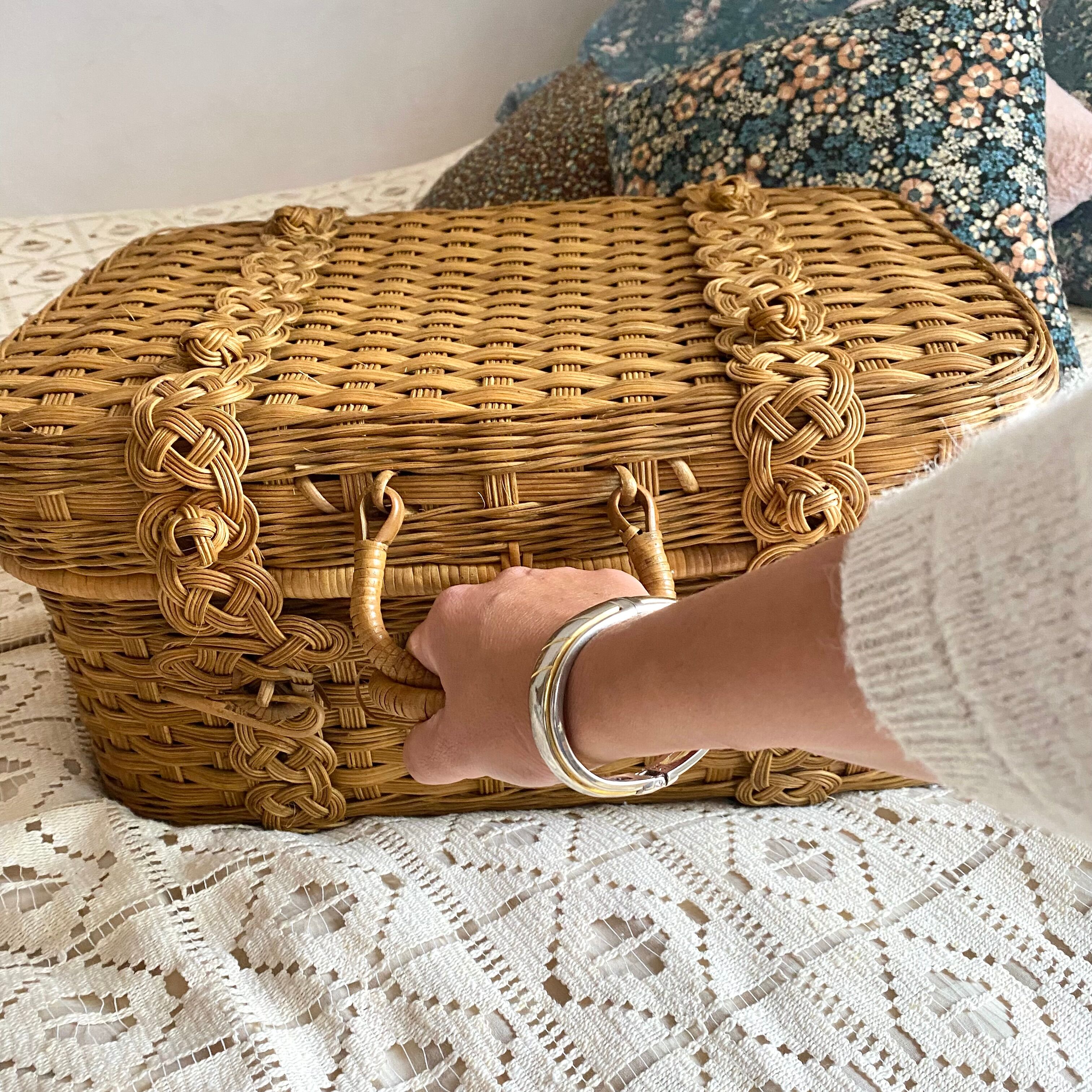 Vintage rattan suitcase
