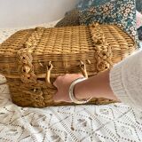 Vintage rattan suitcase