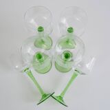 Set of six vintage stemmed glasses, 1960s.