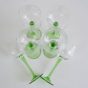 Set of six vintage stemmed glasses, 1960s.