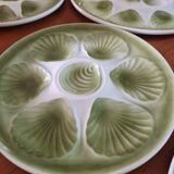 Vintage oyster service Moulin des Loups Orchies barbotine, 12 plates