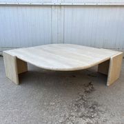 Large marble travertine coffee table in the shape of an eye from Roche Bobois vintage 70s