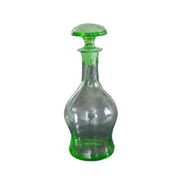 Art Deco Czech liqueur carafe in clear and green glass with a stopper (1930s)