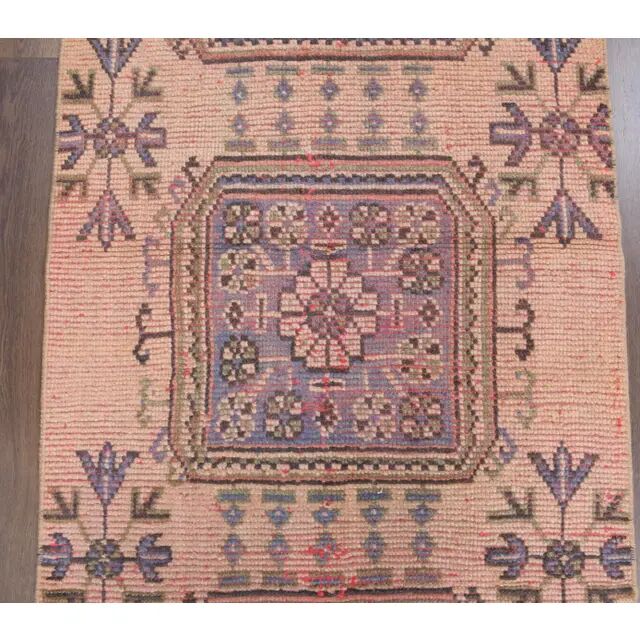 Vintage Turkish Handmade Wool Cotton Orange Runner 80x325
