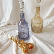 Carafe in blue chiseled glass
