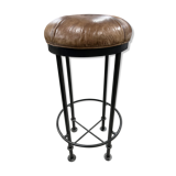Industrial bar stool and beige leather