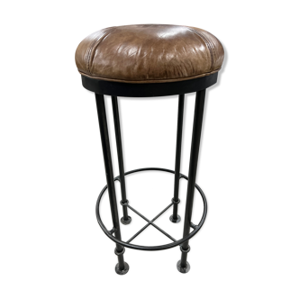 Industrial bar stool and beige leather