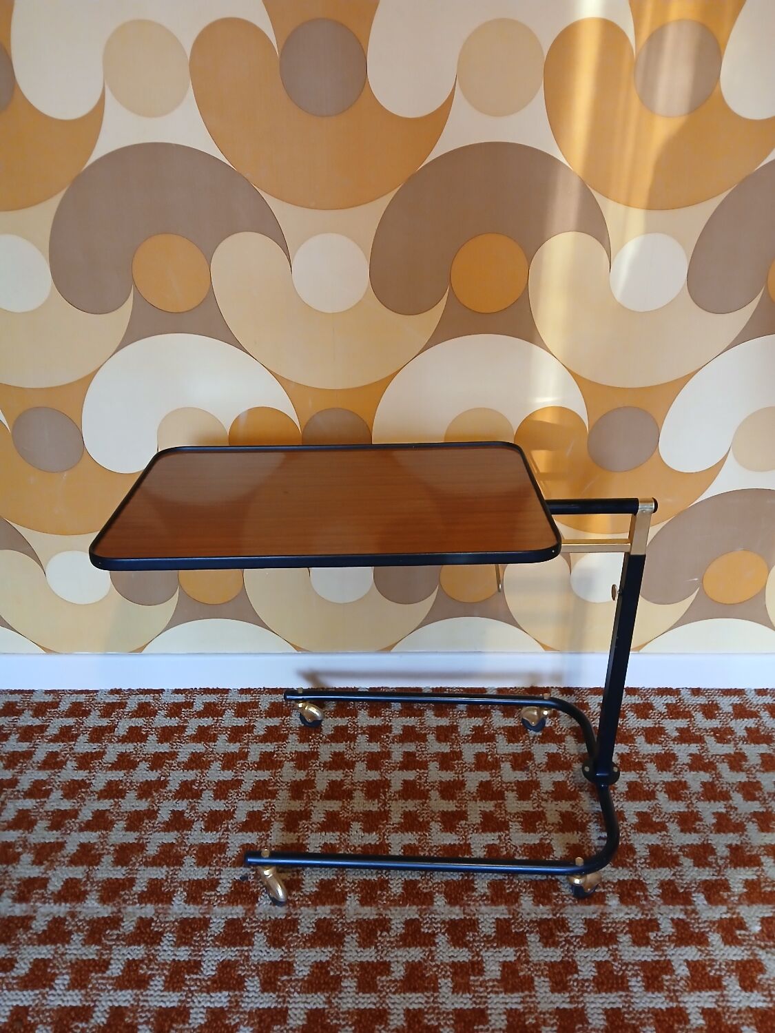Adjustable rolling table in formica – Italian design by Damato – 1970s