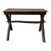 Solid walnut desk, folk art, Savoy, circa 1900