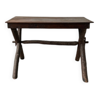Solid walnut desk, folk art, Savoy, circa 1900