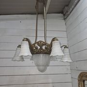 1930s Art Deco bronze chandelier