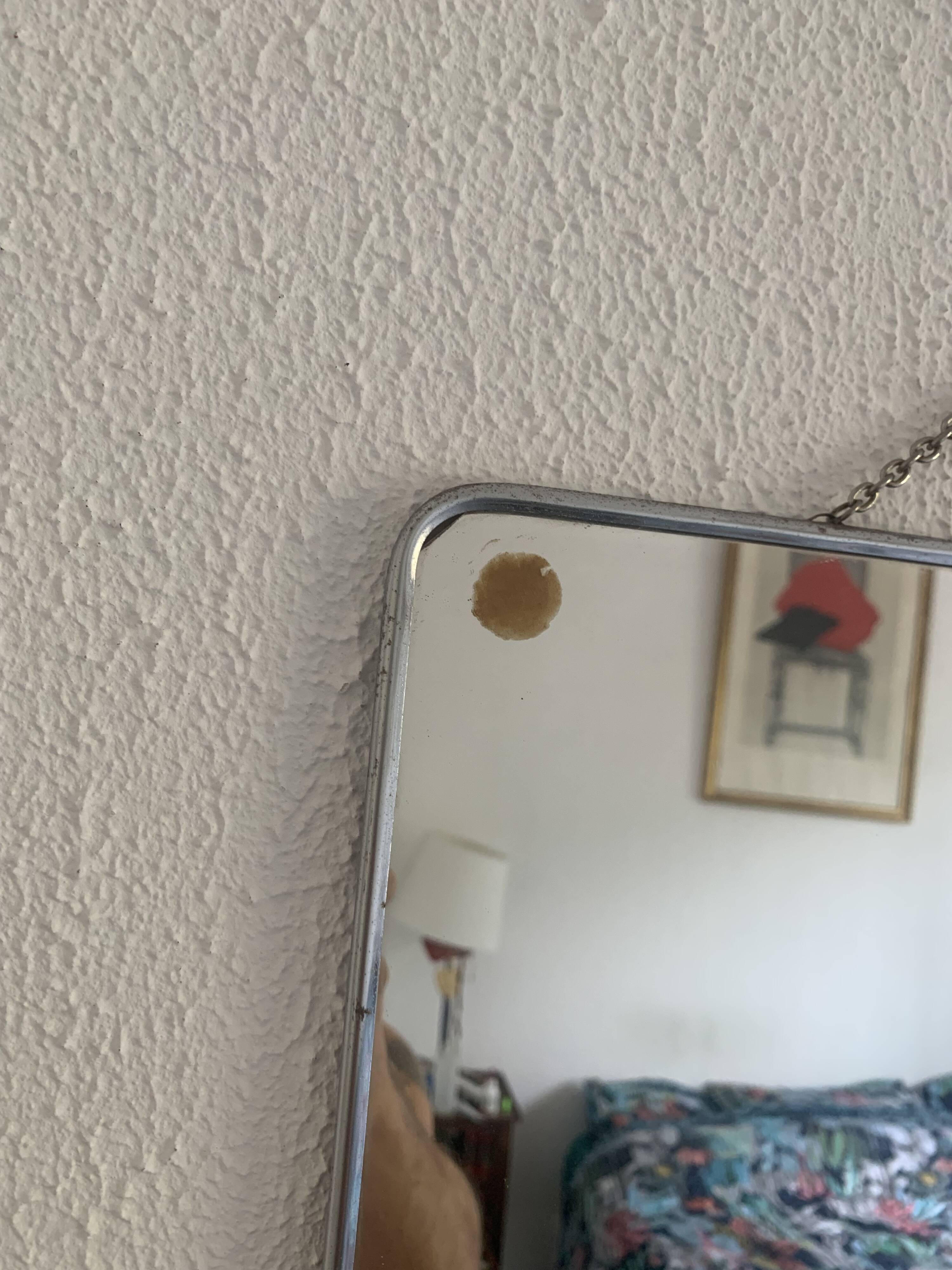 Vintage 1960 ponceau red barber mirror - 39 x 29 cm
