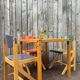 Vintage multicolour Bauhaus-style wooden chair