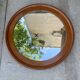 1970 wood and leather 86cm round mirror design