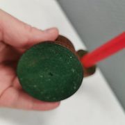 Paire de bougeoirs en teck et laiton