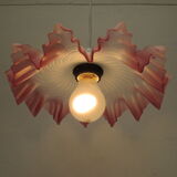 Old suspension lamp with parma pink frosted glass lampshade